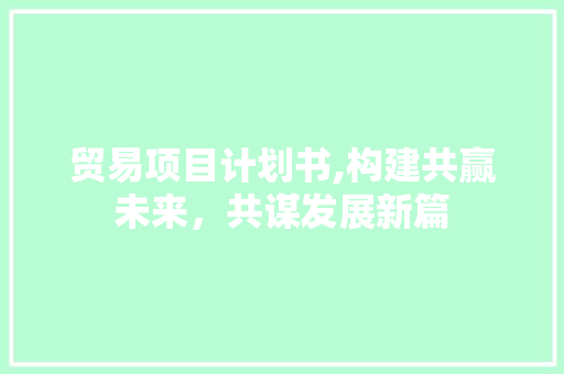贸易项目计划书,构建共赢未来，共谋发展新篇