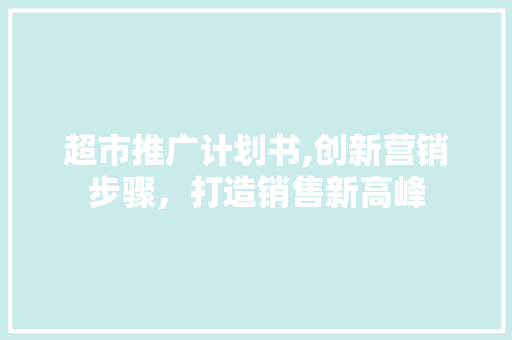 超市推广计划书,创新营销步骤，打造销售新高峰 工作总结