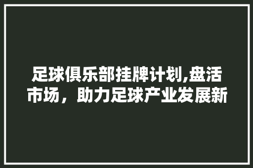 足球俱乐部挂牌计划,盘活市场，助力足球产业发展新篇章 生活随笔