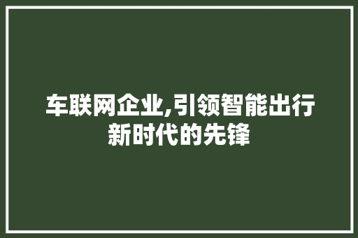 车联网企业,引领智能出行新时代的先锋