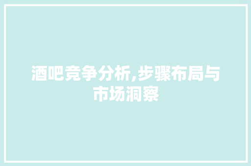 酒吧竞争分析,步骤布局与市场洞察