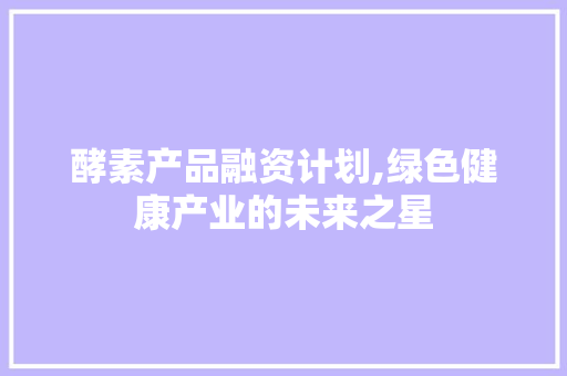 酵素产品融资计划,绿色健康产业的未来之星 工作报告