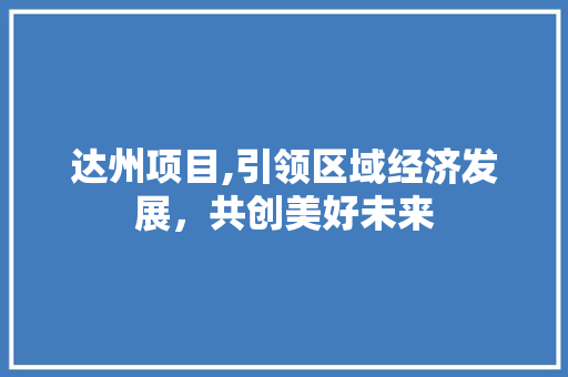 达州项目,引领区域经济发展，共创美好未来
