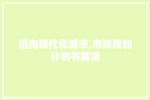 迈向现代化城市,市政规划计划书解读
