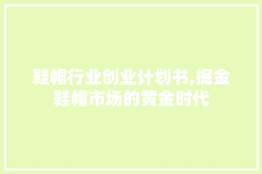 鞋帽行业创业计划书,掘金鞋帽市场的黄金时代