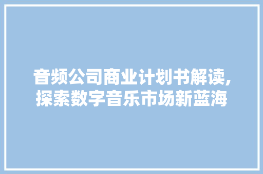 音频公司商业计划书解读,探索数字音乐市场新蓝海