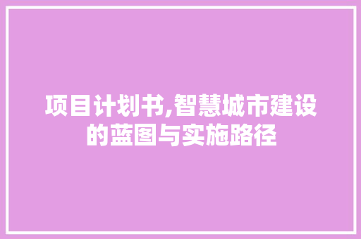 项目计划书,智慧城市建设的蓝图与实施路径