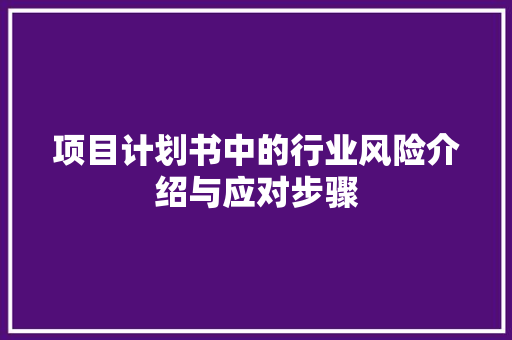 项目计划书中的行业风险介绍与应对步骤 采访稿