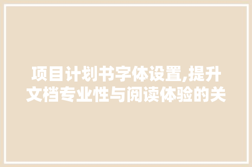 项目计划书字体设置,提升文档专业性与阅读体验的关键