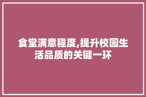食堂满意程度,提升校园生活品质的关键一环