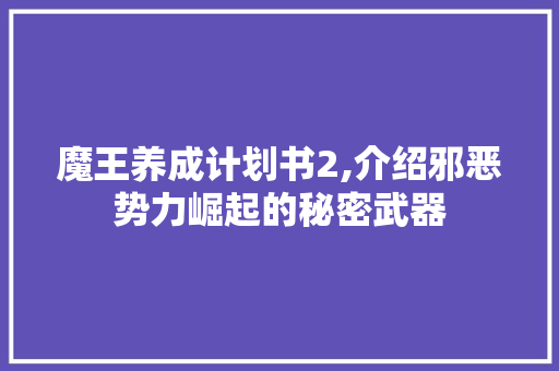 魔王养成计划书2,介绍邪恶势力崛起的秘密武器 商业文稿