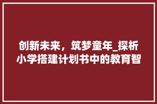 创新未来，筑梦童年_探析小学搭建计划书中的教育智慧