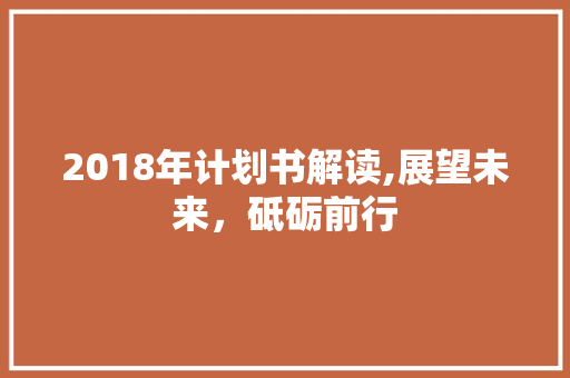 2018年计划书解读,展望未来，砥砺前行