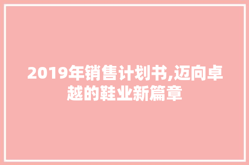 2019年销售计划书,迈向卓越的鞋业新篇章