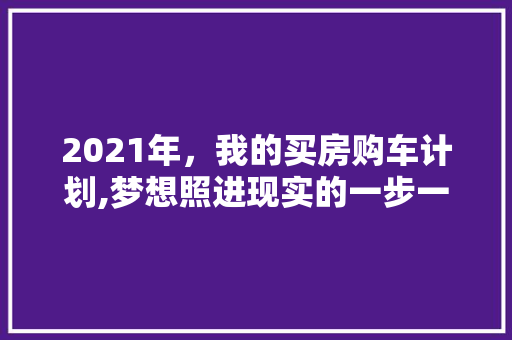 2021年，我的买房购车计划,梦想照进现实的一步一步