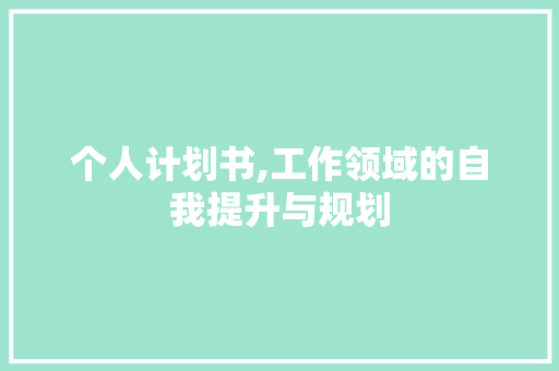 个人计划书,工作领域的自我提升与规划
