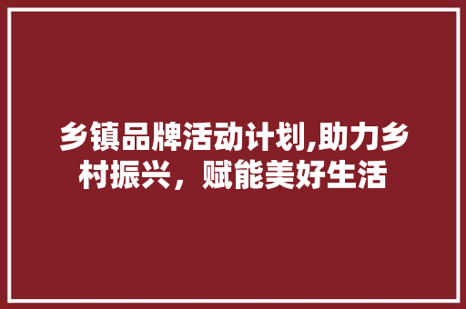 乡镇品牌活动计划,助力乡村振兴，赋能美好生活