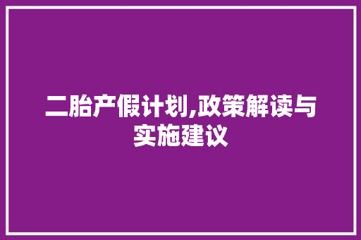 二胎产假计划,政策解读与实施建议