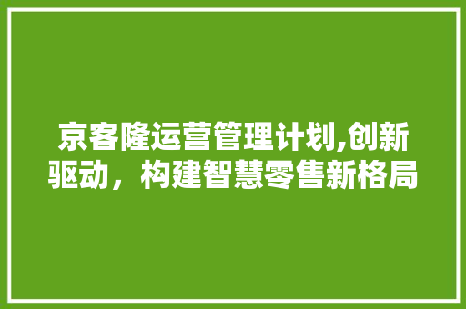 京客隆运营管理计划,创新驱动，构建智慧零售新格局