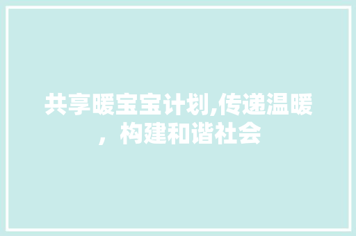 共享暖宝宝计划,传递温暖，构建和谐社会