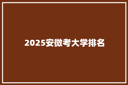 2025安微考大学排名