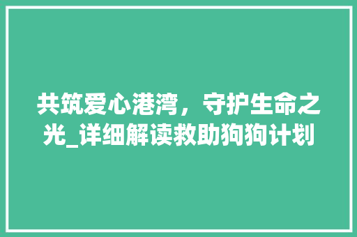 共筑爱心港湾，守护生命之光_详细解读救助狗狗计划书