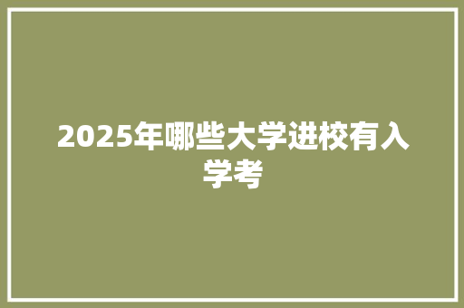 2025年哪些大学进校有入学考