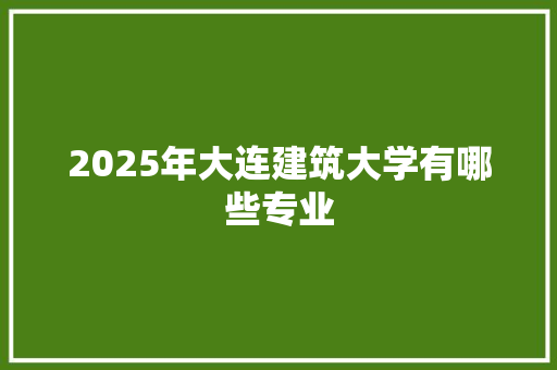 2025年大连建筑大学有哪些专业 工作总结