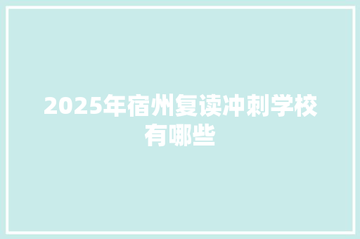 2025年宿州复读冲刺学校有哪些