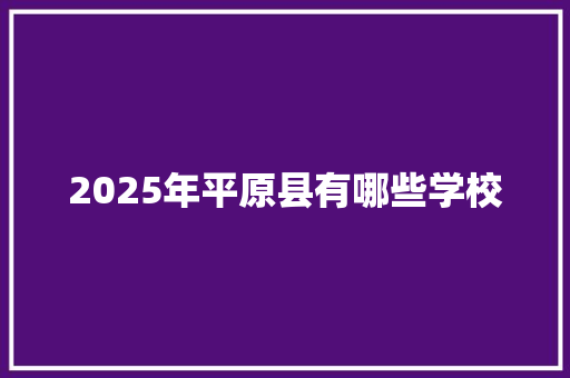 2025年平原县有哪些学校