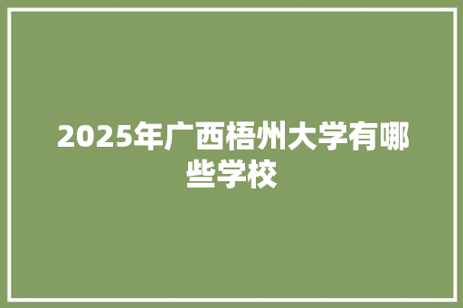 2025年广西梧州大学有哪些学校