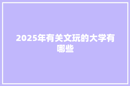 2025年有关文玩的大学有哪些