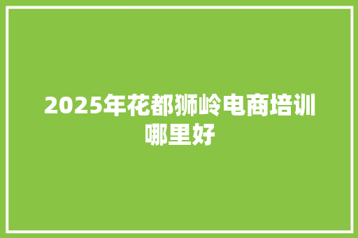 2025年花都狮岭电商培训哪里好