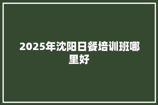 2025年沈阳日餐培训班哪里好 工作报告