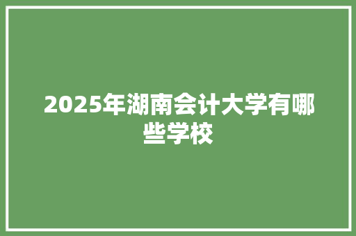 2025年湖南会计大学有哪些学校