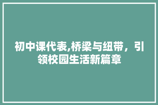 初中课代表,桥梁与纽带，引领校园生活新篇章