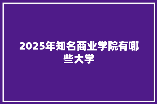 2025年知名商业学院有哪些大学