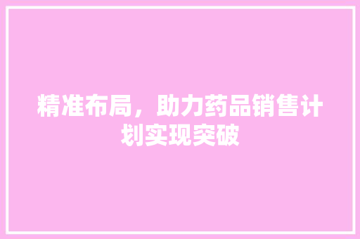 精准布局，助力药品销售计划实现突破
