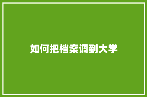 如何把档案调到大学
