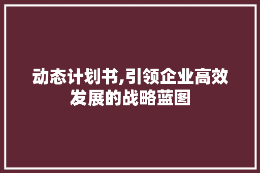 动态计划书,引领企业高效发展的战略蓝图