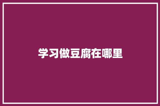 学习做豆腐在哪里 工作报告