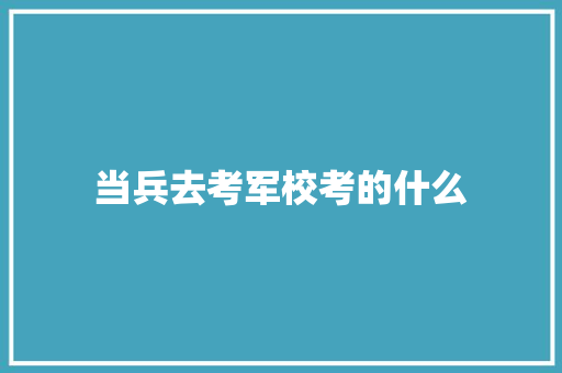 当兵去考军校考的什么