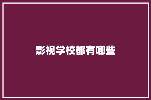 影视学校都有哪些