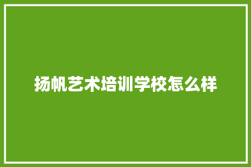 扬帆艺术培训学校怎么样