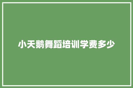 小天鹅舞蹈培训学费多少