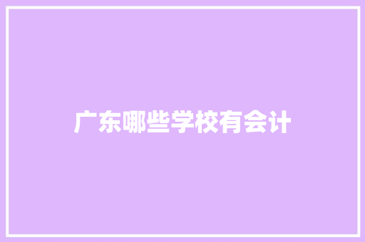 广东哪些学校有会计