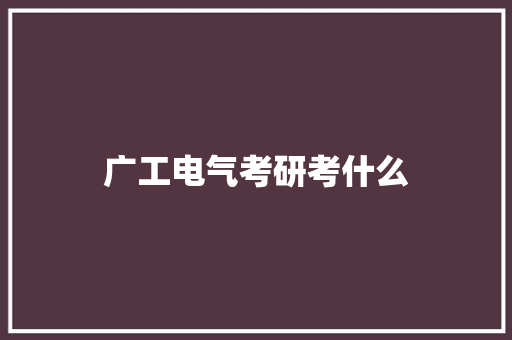 广工电气考研考什么