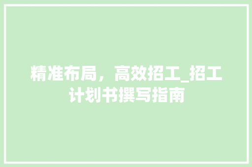 精准布局，高效招工_招工计划书撰写指南