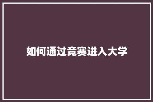 如何通过竞赛进入大学 工作总结