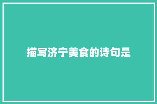 描写济宁美食的诗句是 工作总结